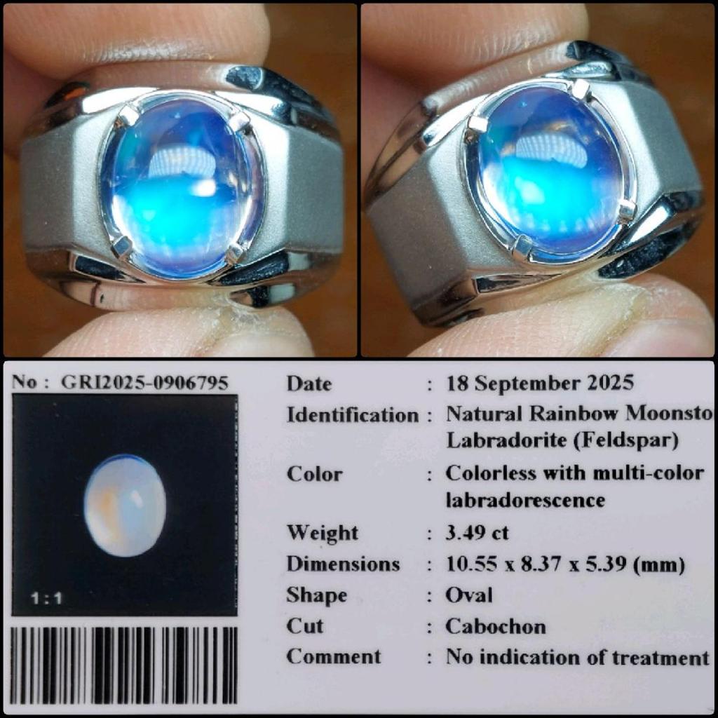 Natural Rainbow Moonstone Feldspar Colorless With Multi Color Gems Batu Permata Biduri Bulan Asli