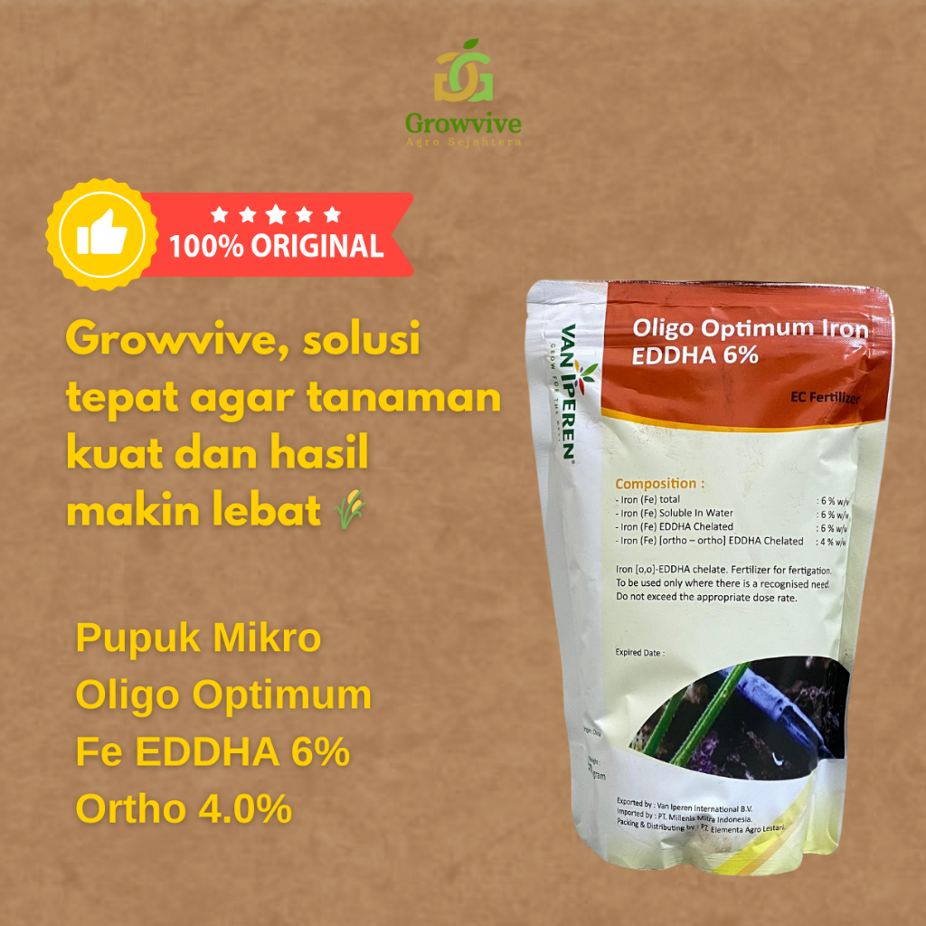 Pupuk Oligo Optimum Fe EDDHA 6% Ortho 4 (Kemasan 500 gram)