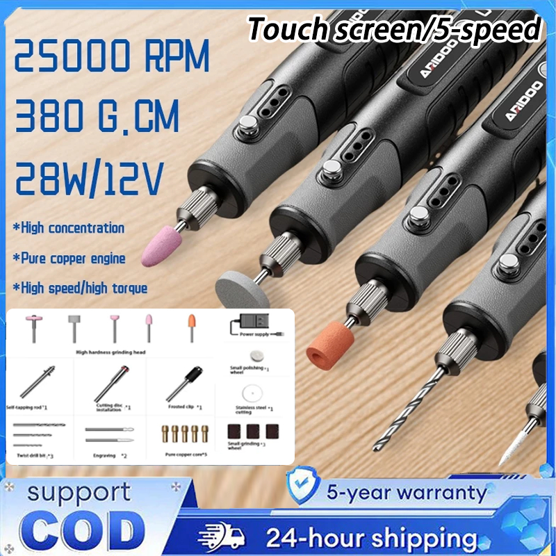 Mesin Bor Mini Listrik 25000 RPM 28W/12V Cordless Mini Grinder Set Mini Drill Electric Engraver Grin