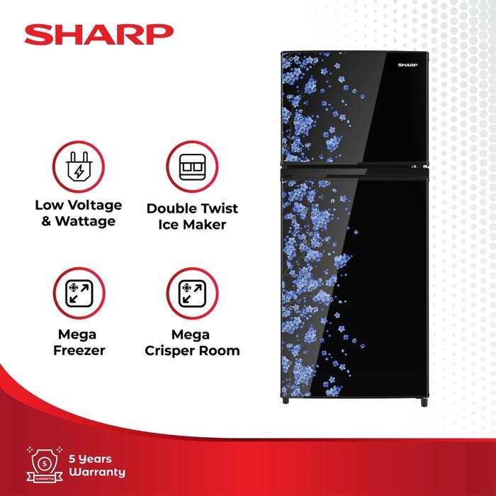Kulkas SHARP 2 Pintu SJ 195 MDSB 172 Liter No Frost Sakura Blue Series