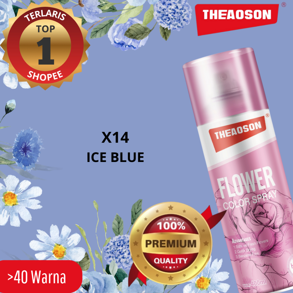 Premium Floral Spray Paint X14 Ice Blue Cat Pilox Bunga