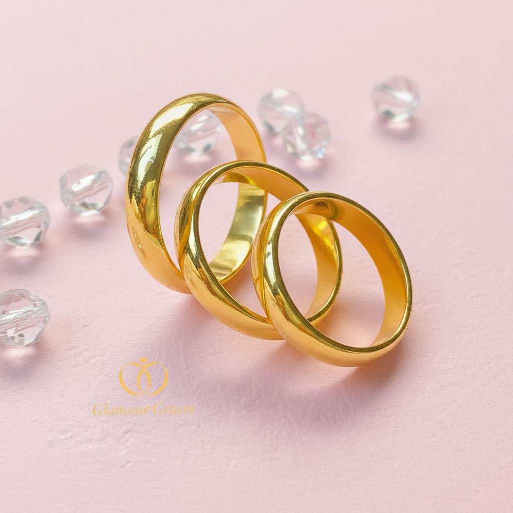 Glamour Graces - Cincin Gold Polos Titanium Steel lapis emas –Hypoallergenic