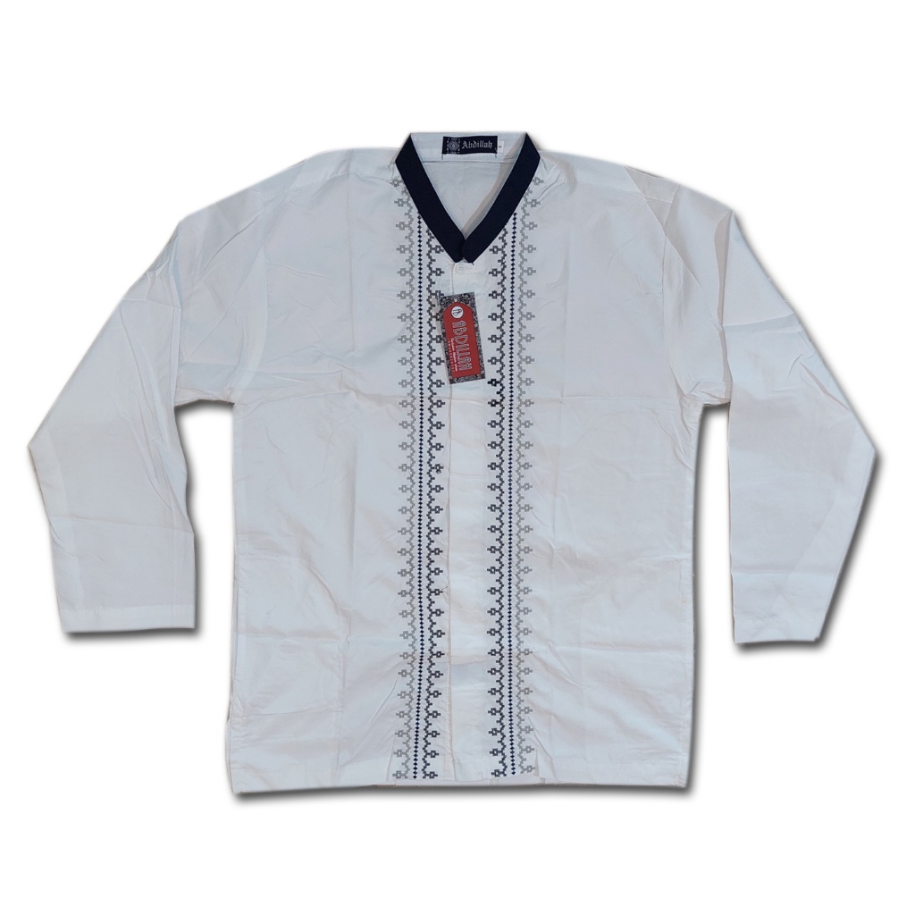 Baju koko Abdillah Putih Dewasa Abdillah Bordir Panjang (Grosir)