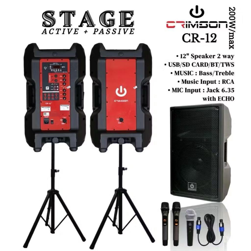 SPEAKER AKTIF PASIF CRIMSON STAGE 12 STAGE12 STAGE CR12 ORIGINAL