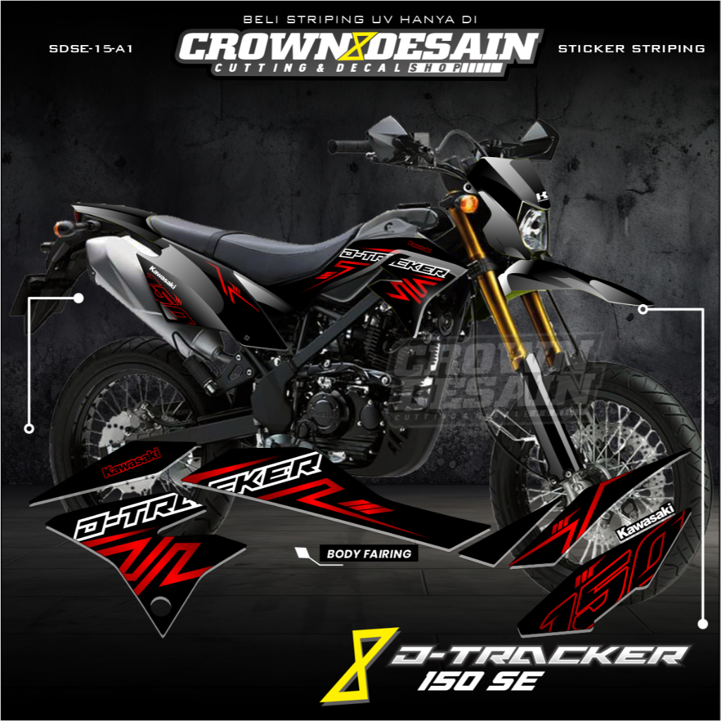 Stiker Striping D-Tracker 150 SE Minimalis Desain -  Decal Semifull Kawasaki KLX D-Tracker 150 SE Va
