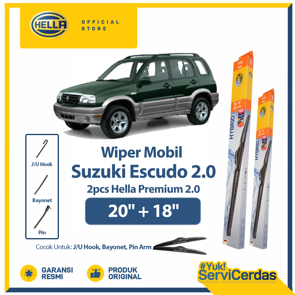 Wiper Mobil SUZUKI Escudo 2.0 20” + 18” (2pcs) - HELLA Hybrid