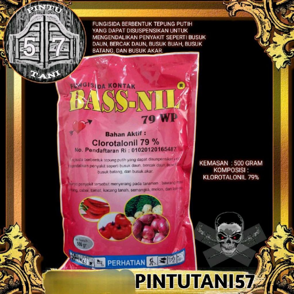 FUNGISIDA BASS-NIL KROLOTALONIL 79WP KEMASAN 500 GRAM