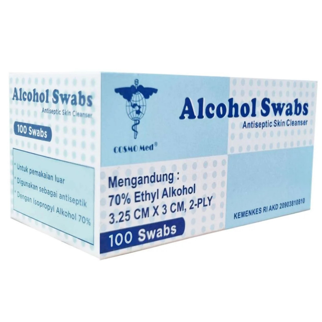 Cosmo Med - Alkohol Swab 100’s / Tissu Alcohol Swab isi 100 pcs Cosmo Med