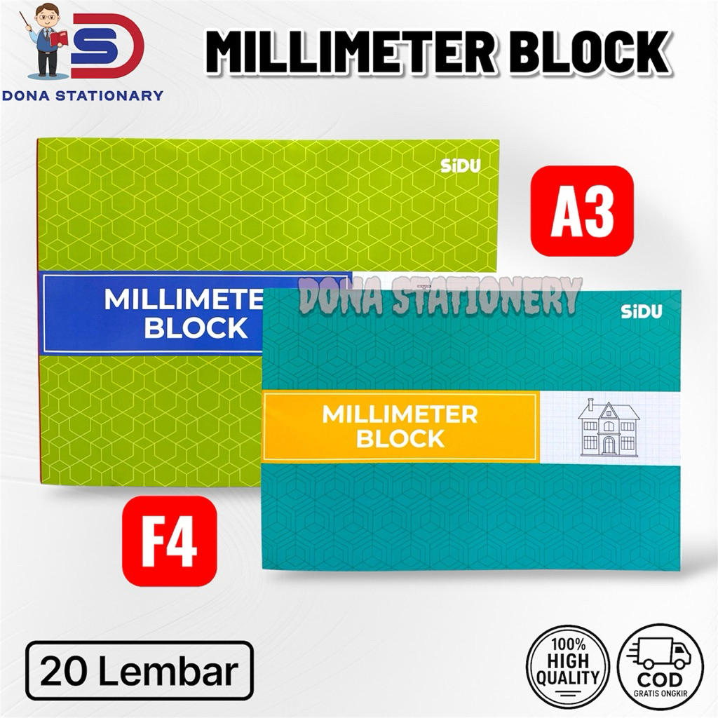 BUKU MILIMETER BLOCK 20 Lembar F4 / MILIMETER BLOCK A3