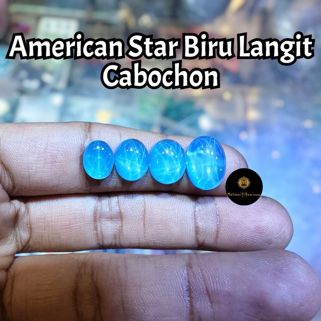 [HANYA BATU] Batu American Star Biru Langit Cabochon