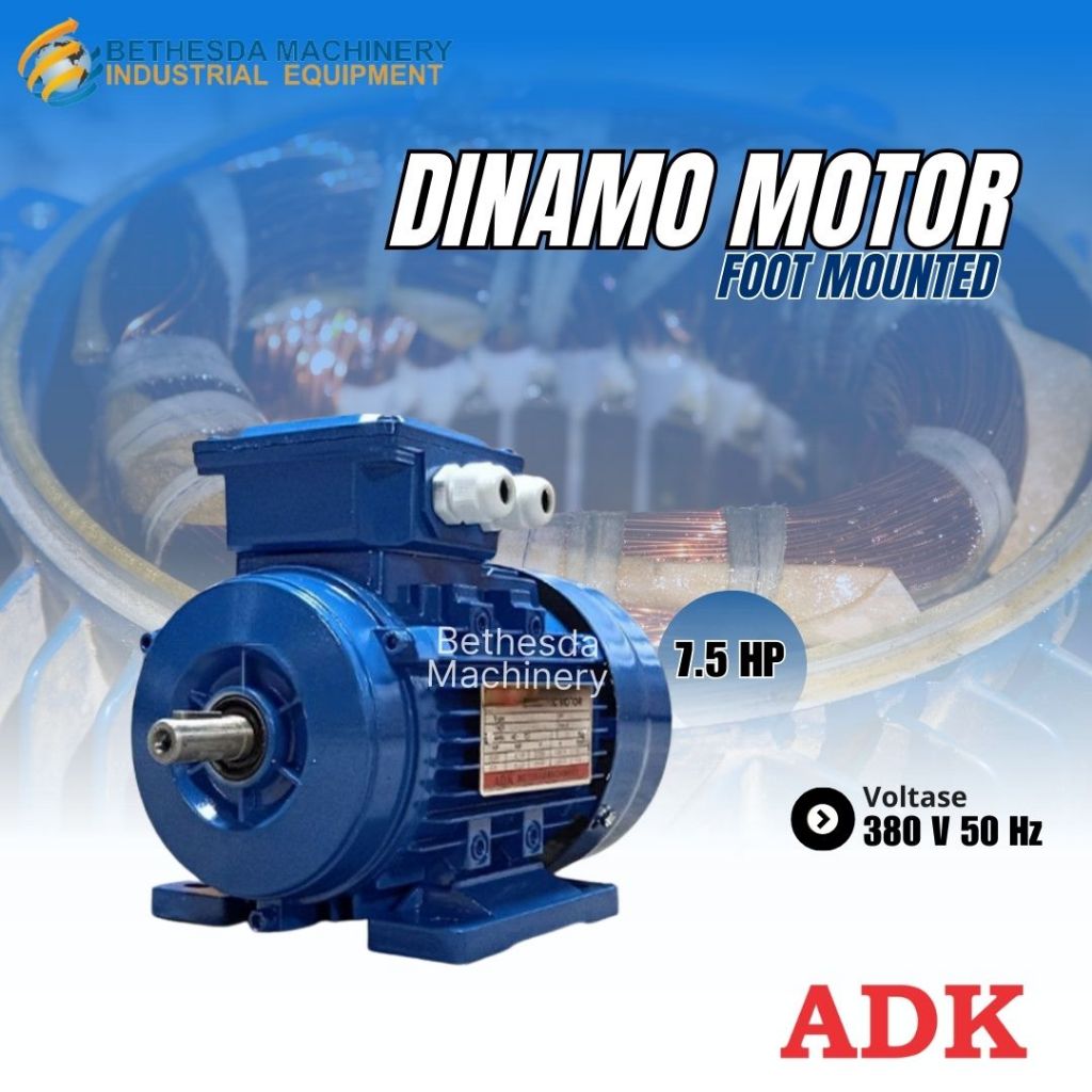 Dinamo ADK 7.5 HP 5.5 Kw 3 Phase Foot Mounted 1500 Rpm B3