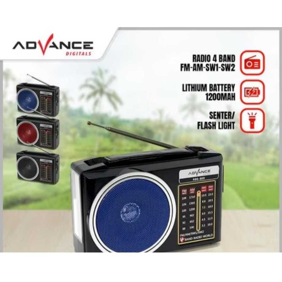 Advance RBS-809 Speaker Radio Jadul + Senter/ Radio Jadul Radio AM/FM/SW bisa di charger