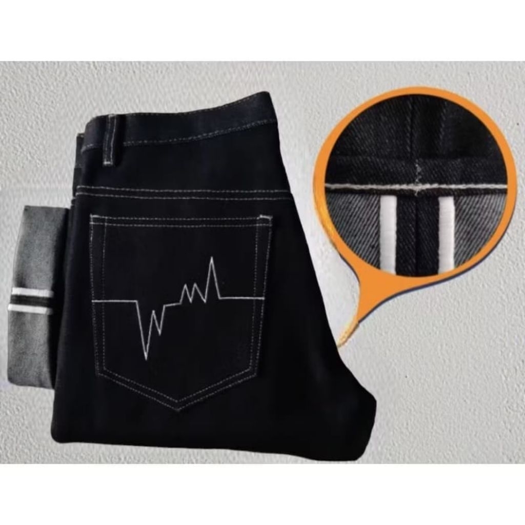 Baraya bandung  Celana Denim Selvedge 13 Oz Accent Deep Indigo