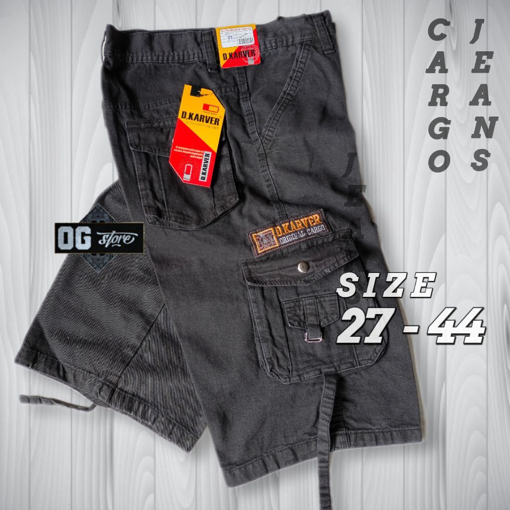 Celana Cargo Pria Pendek Bahan Jeans Model Kempol Gunung Size 27-44 Big Size Jumbo