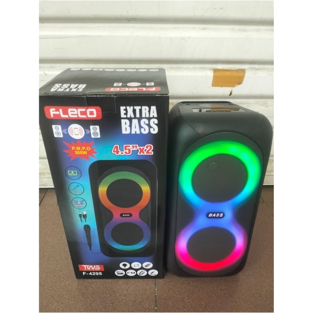 Speaker Bluetooth karaoke Portable Fleco F-4295 Super Bas free mic