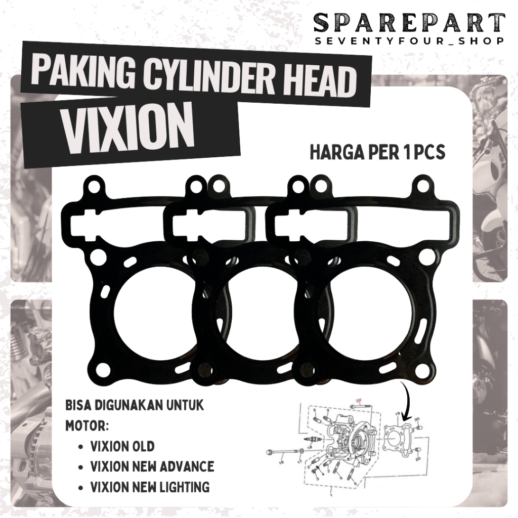 PAKING CYLINDER HEAD VIXION LAMA BARU PERPAK GASKET PLAT BESI SRM