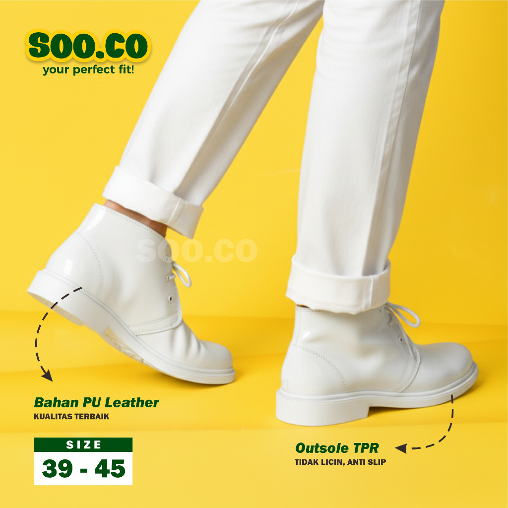 SOO.CO | SEPATU PDU PDH PUTIH PRIA TALI PANTOFEL PUTIH UPACARA PASKIBRA PELANTIKAN DOFF GLOSSY MENGK