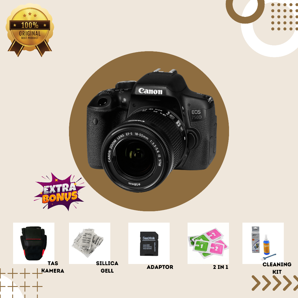 [KAMERA DSLR] CANON EOS 750D BLACK MULUS SECOND BERGARANSI ORIGINAL