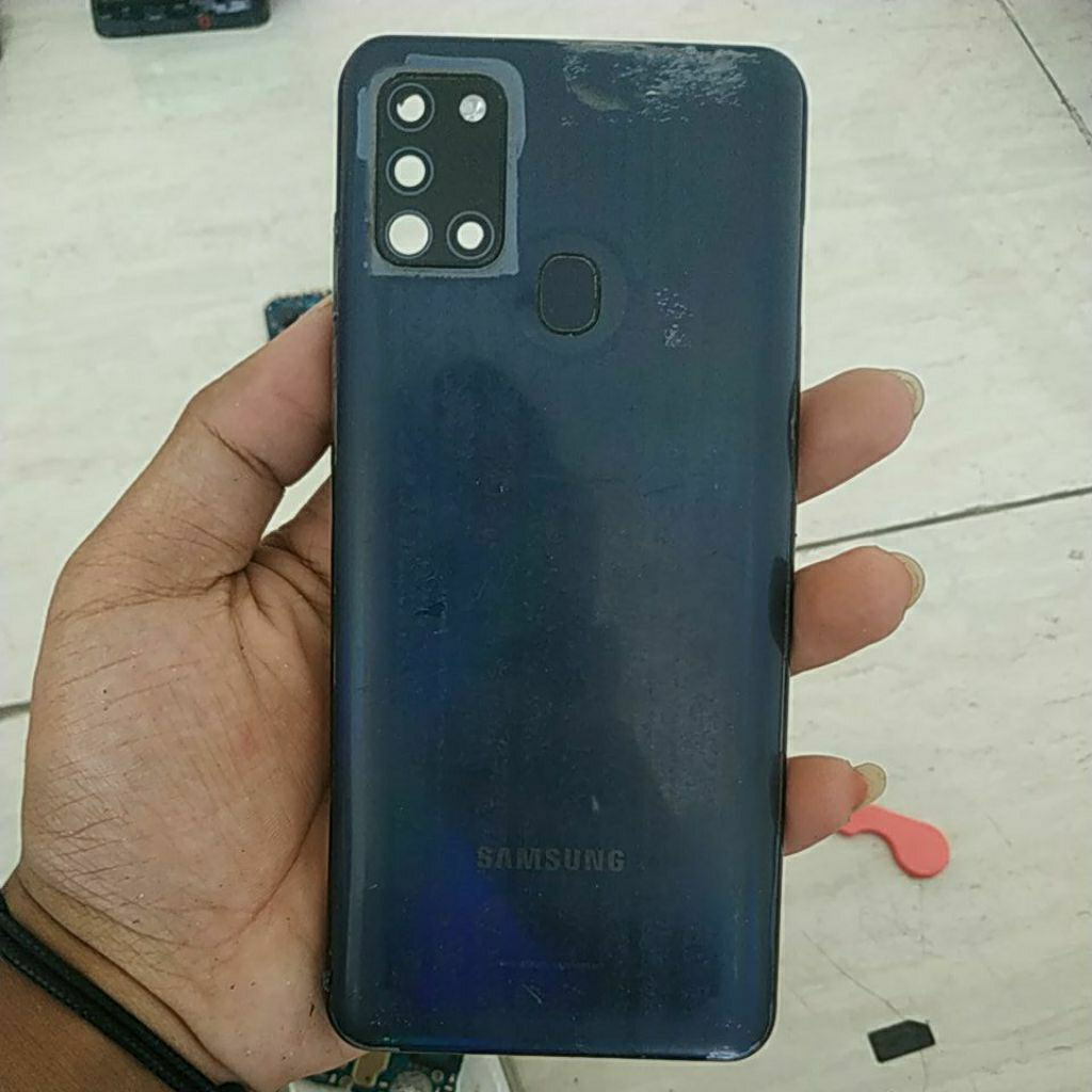 backdoor bekas Samsung a21s,tombol lengkap ada fingerprint minus cat menglupas