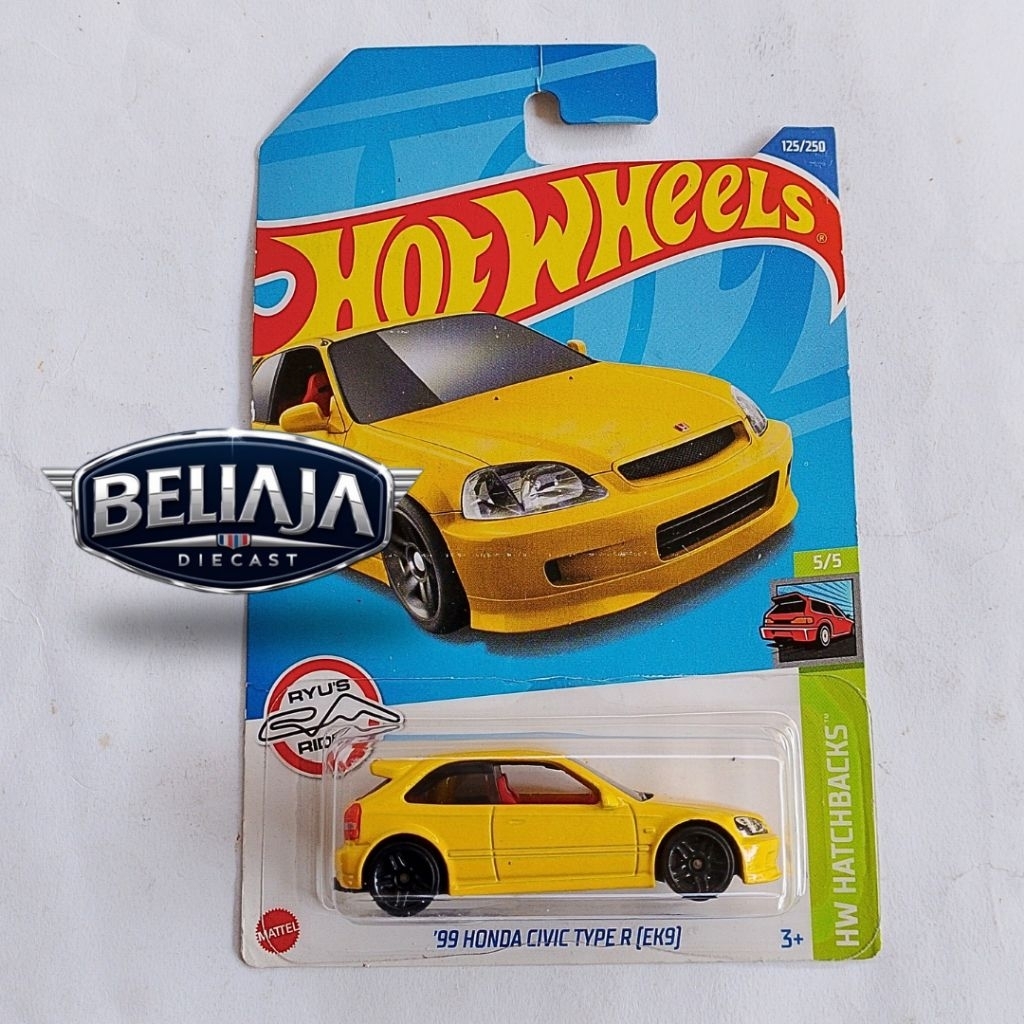 HOT WHEELS 99 HONDA CIVIC TYPE R EK9 YELLOW HW HATCHBACK