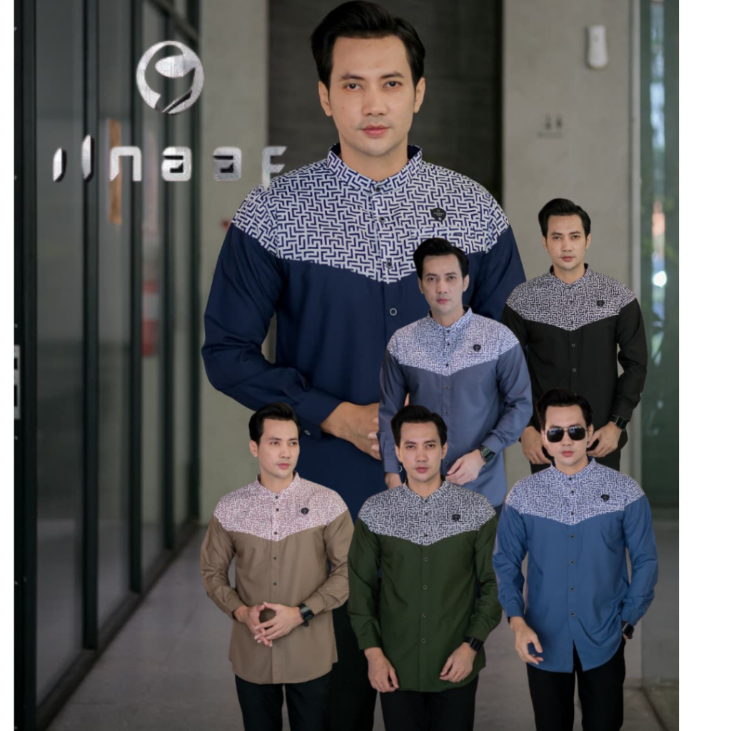 ILNAAF | Baju Kemeja Koko Pria Lengan Panjang Terbaru SMART by Ilnaaf | Kemko Tansel Motif Etnik
