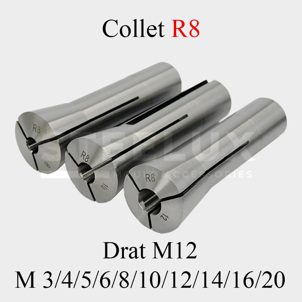Collet R8 M3/4/5/6/8/10/12/14/16/20 mm Drat M12 inch Chuck Bor As Jepit Endmill Cekam Capit Penjepit