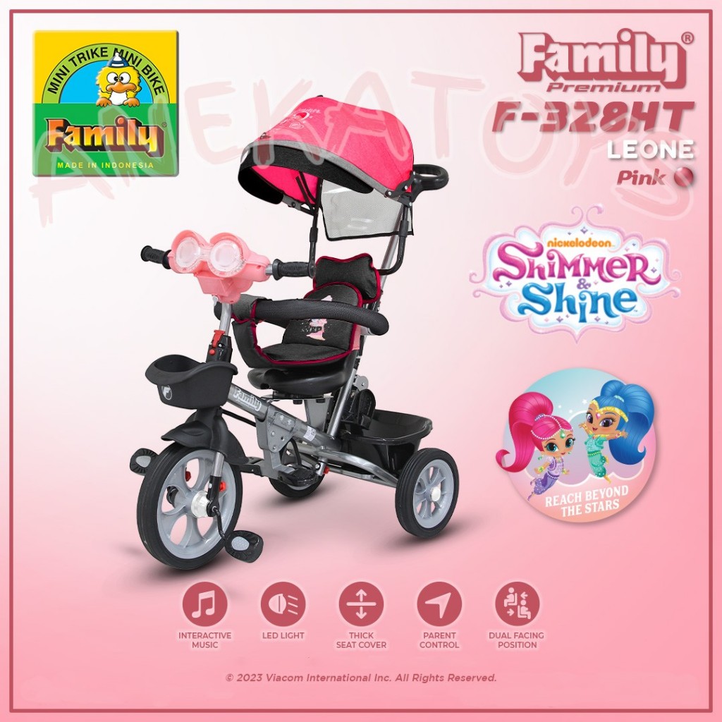 Sepeda Roda Tiga Anak Family Leone F328 HT Mainan Musik Capung Ban Karet