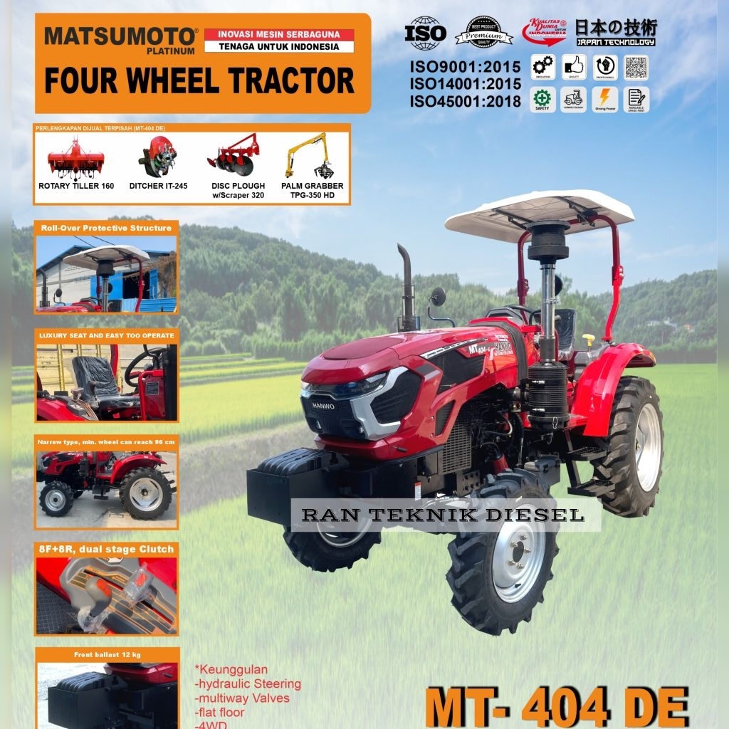 Traktor 4 Roda Bajak Sawah & Ladang MATSUMOTO MT 404 DE / 40 HP