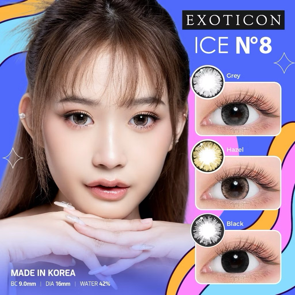 Softlens ICE N8 GRAY / HAZEL / BLACK /  BLUE / GREEN / PINK