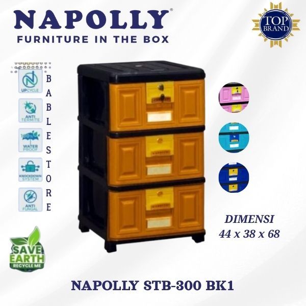 LEMARI LACI NAPOLLY STB 300 LEMARI LACI PLASTIK 3 SUSUN