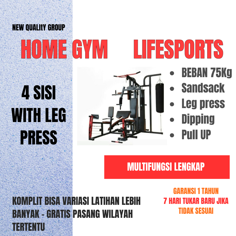 alat fitness home gym  4 sisi leg press lifesport multifungsi