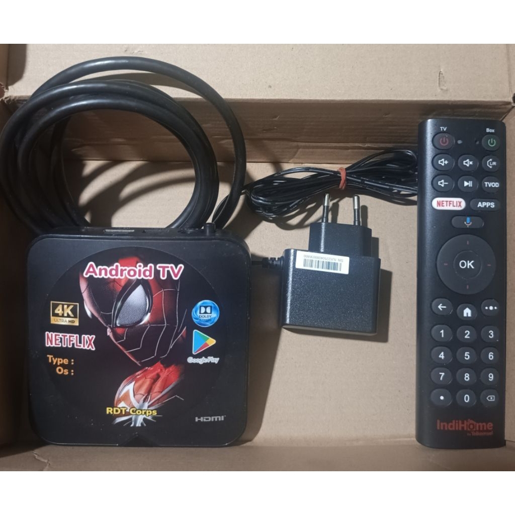 STB ANDROID.HGFJ FW REALUNIX PLUS ORIGINAL.RAM 2/8GB.FULLSET TINGGAL PAKAI.N3TFLIX.PLAYSTOR3