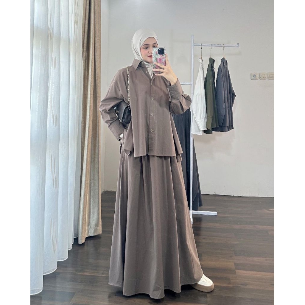 [ NEW ] POPLIN SET ROK Setelan rok atasan kemeja polos wanita bahan katun poplin premium cantik dan 