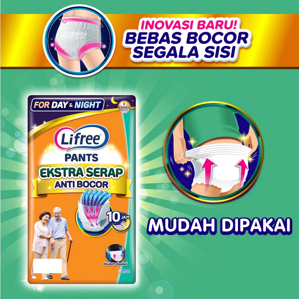 Lifree Pampers Popok Celana Lansia Dewasa Ukuran M,L,XL,XXL RIJEK KEMASAN
