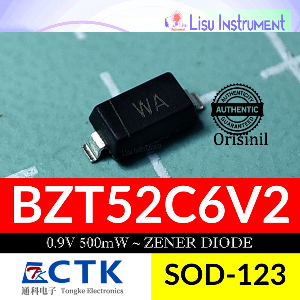 TKBZT52C6V2 0.9V 500mW ~ BZT52C6V2 WA ZENER DIODE SOD-123 CTK Electronic