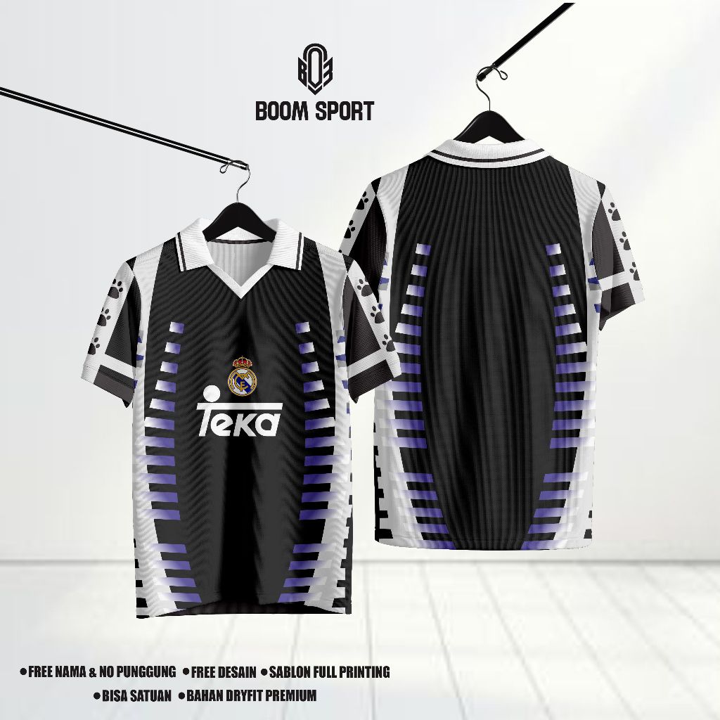 Jersey Real Madrid 90s aquy Soccer Jersey 1998 Away Full Printing Free Custom Nama & Nomor Punggung