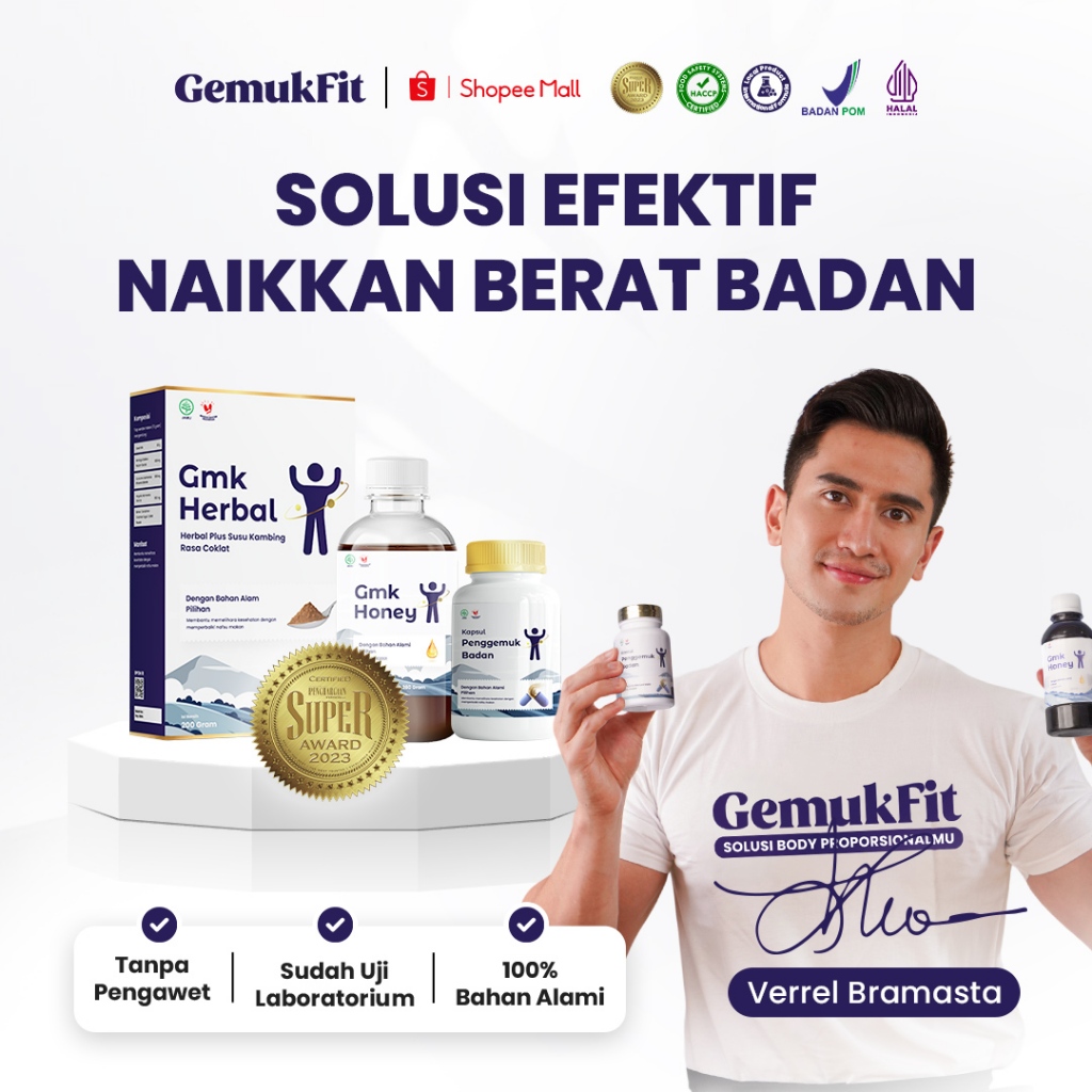 Gemuk fit GMK Herbal Penggemuk Badan Alami Madu Susu Kapsul Vitamin Penambah Nafsu Makan