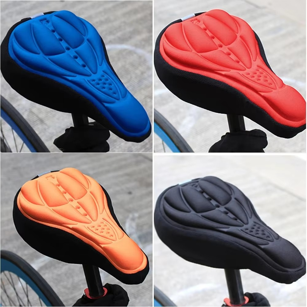 Bantal Bantalan Cover Sarung Jok Sadel Sepeda Empuk Bike 3D Gel Pad Nylon Silikon Saddle Skotlet Reflektif Hitam Merah Mountain Bike Seat 3D Saddle Cover Thick Breathable Soft Bicycle Saddle Silicone Sponge Bike Seat Cushion Merah Hitam Orange Biru