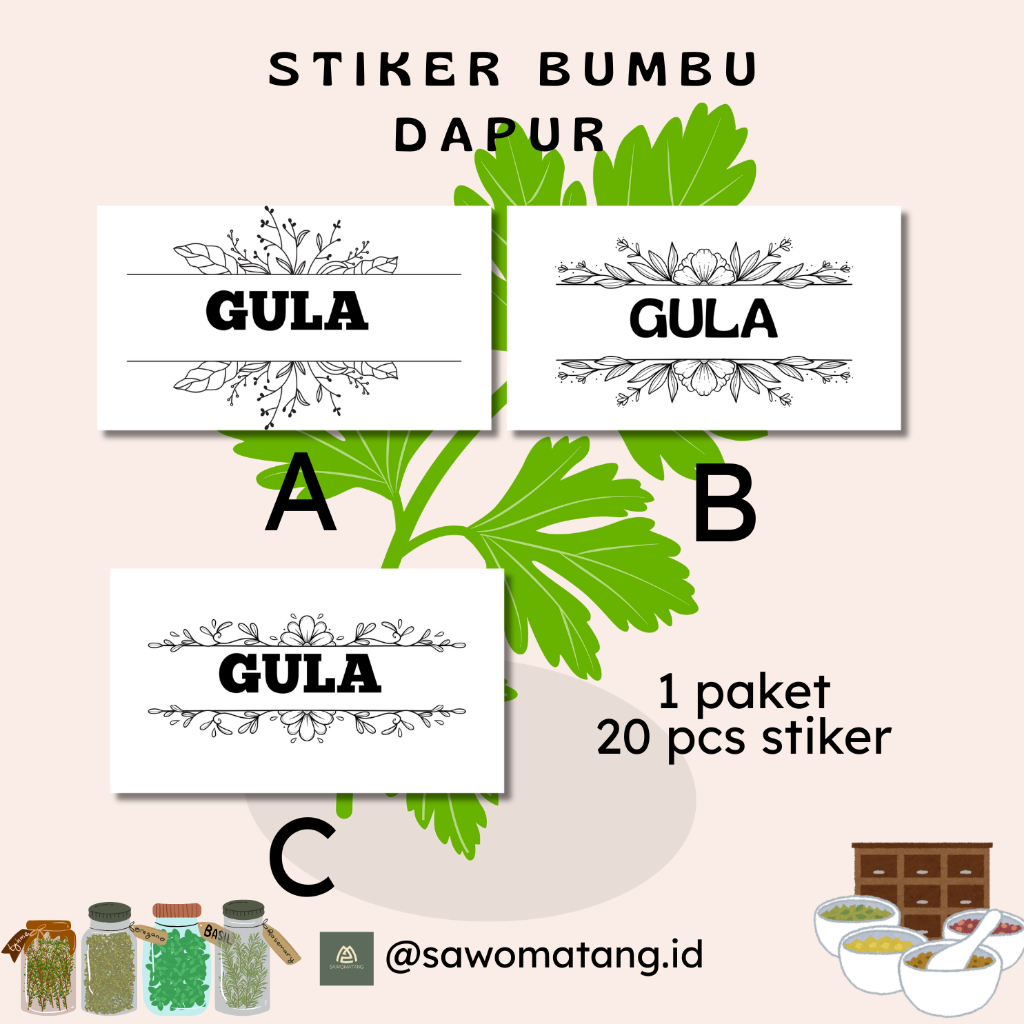 Stiker Label bumbu dapur Aesthetic