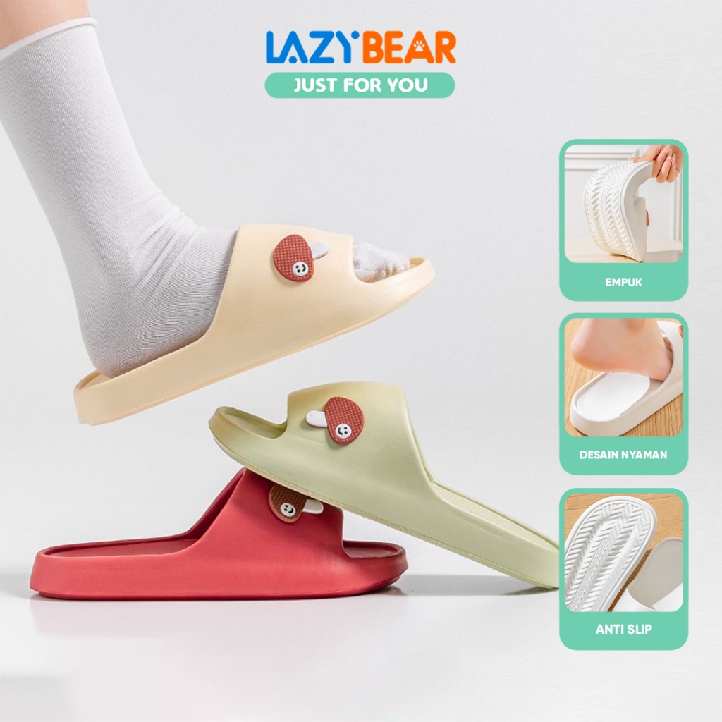 LAZY BEAR Sandal Slip On Wanita Pria H09 Sendal Santai / Sendal Rumah / Sandal Slip On Jamur