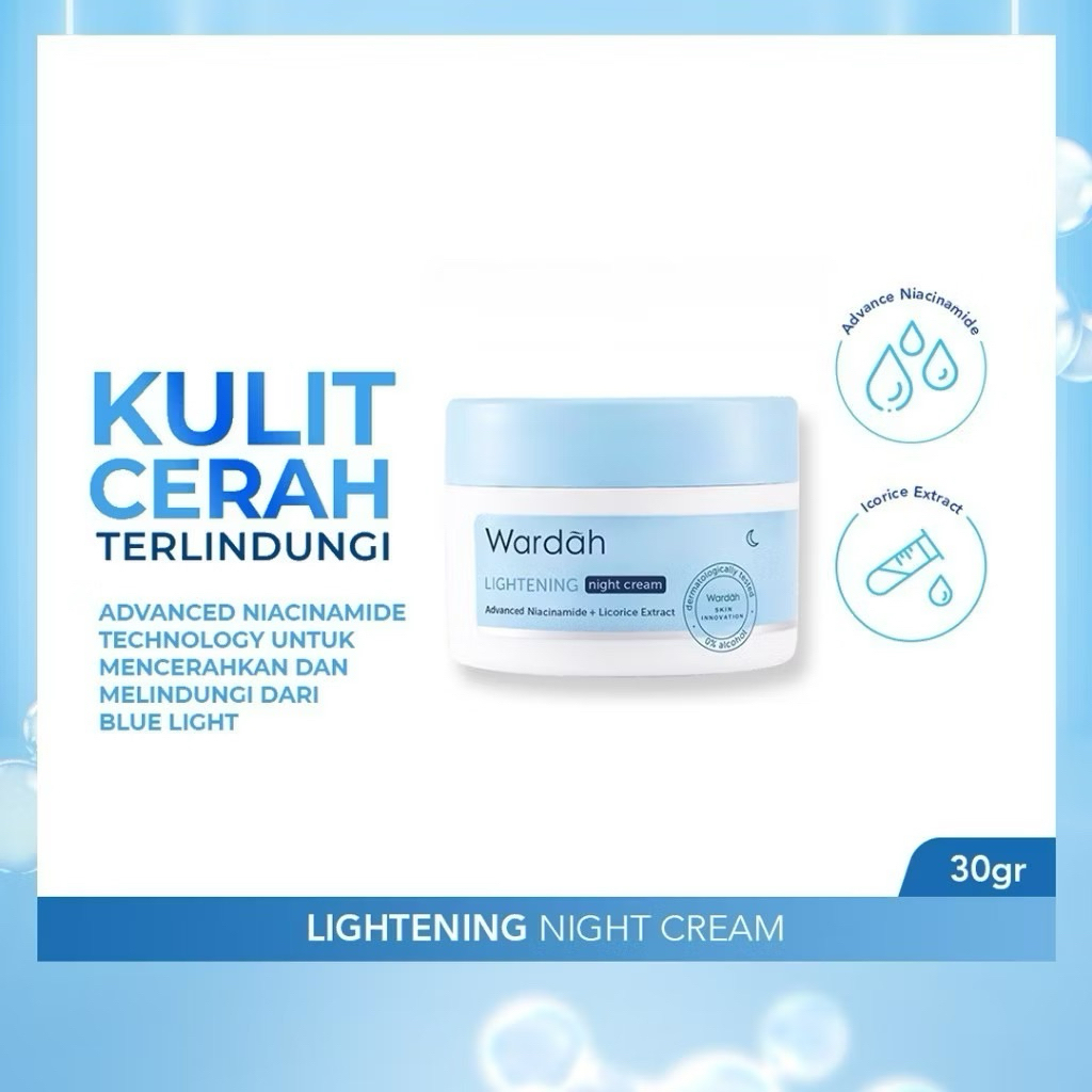 WARDAH Pencerah  Pelembap Intensif | Krim Light+  Pelembap Pencerah Niacinamide  Pelembab Wajah Pemu