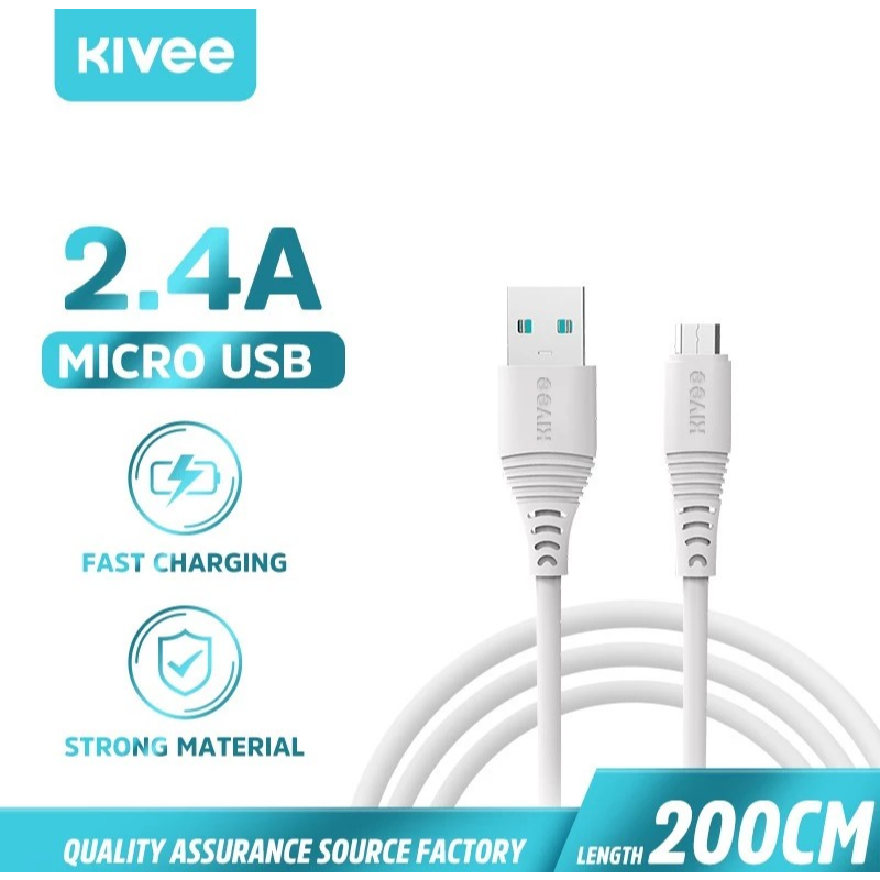 Kivee kabel data Micro USB fast charging 2.4A for Xiaomi Vivo Oppo Android