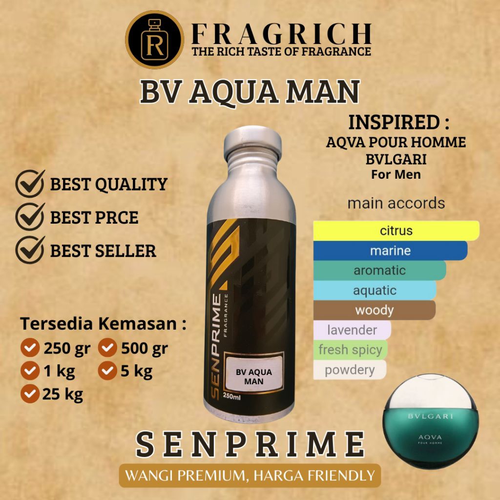 Bibit Parfum Murni BV Aqua Man by Senprime | Inspired Aqva Pour Homme Bvlgari | Bibit Parfum Premium