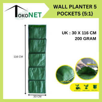 Wall Planter Bag 5 Kantong Pot Dinding Hijau Planter Bag Vertical
