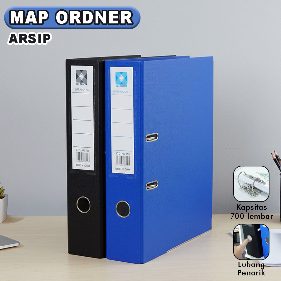 Map Ordner Arsip A4 Kapasitas 700 Lembar Dengan Lubang Penarik Pengunci Melengkung WJJ-0502