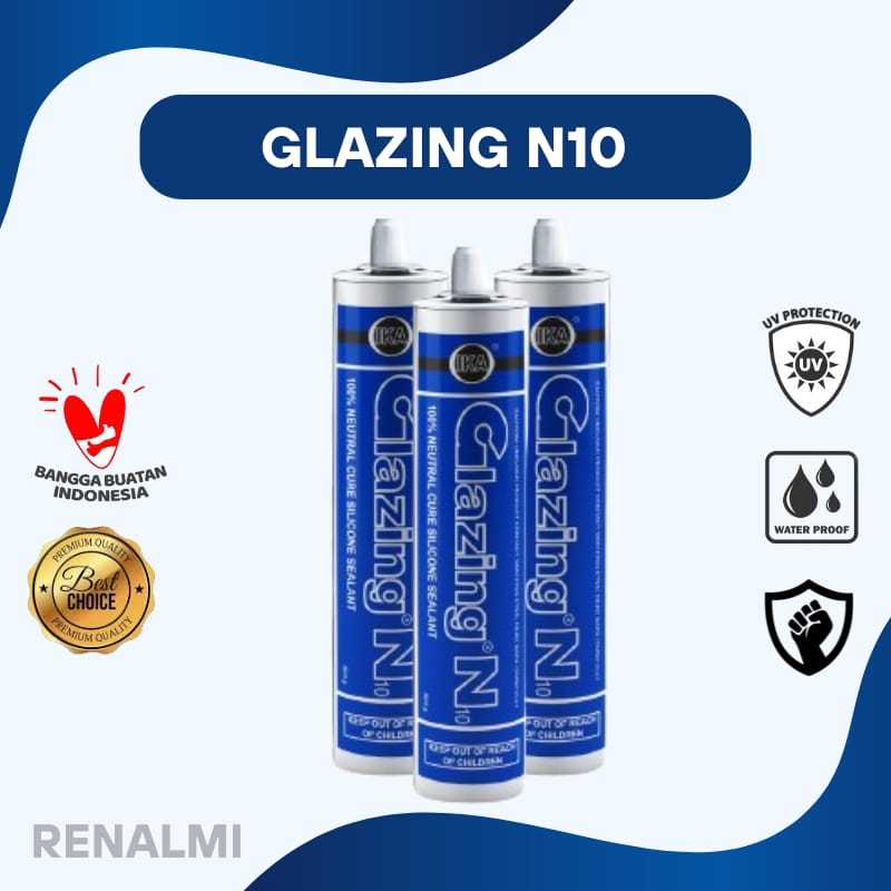 Lem Kaca Silicone Sealant Glazing N10 Botol | IKA Glazing N10 Silicone Sealant Waterproof Flexible