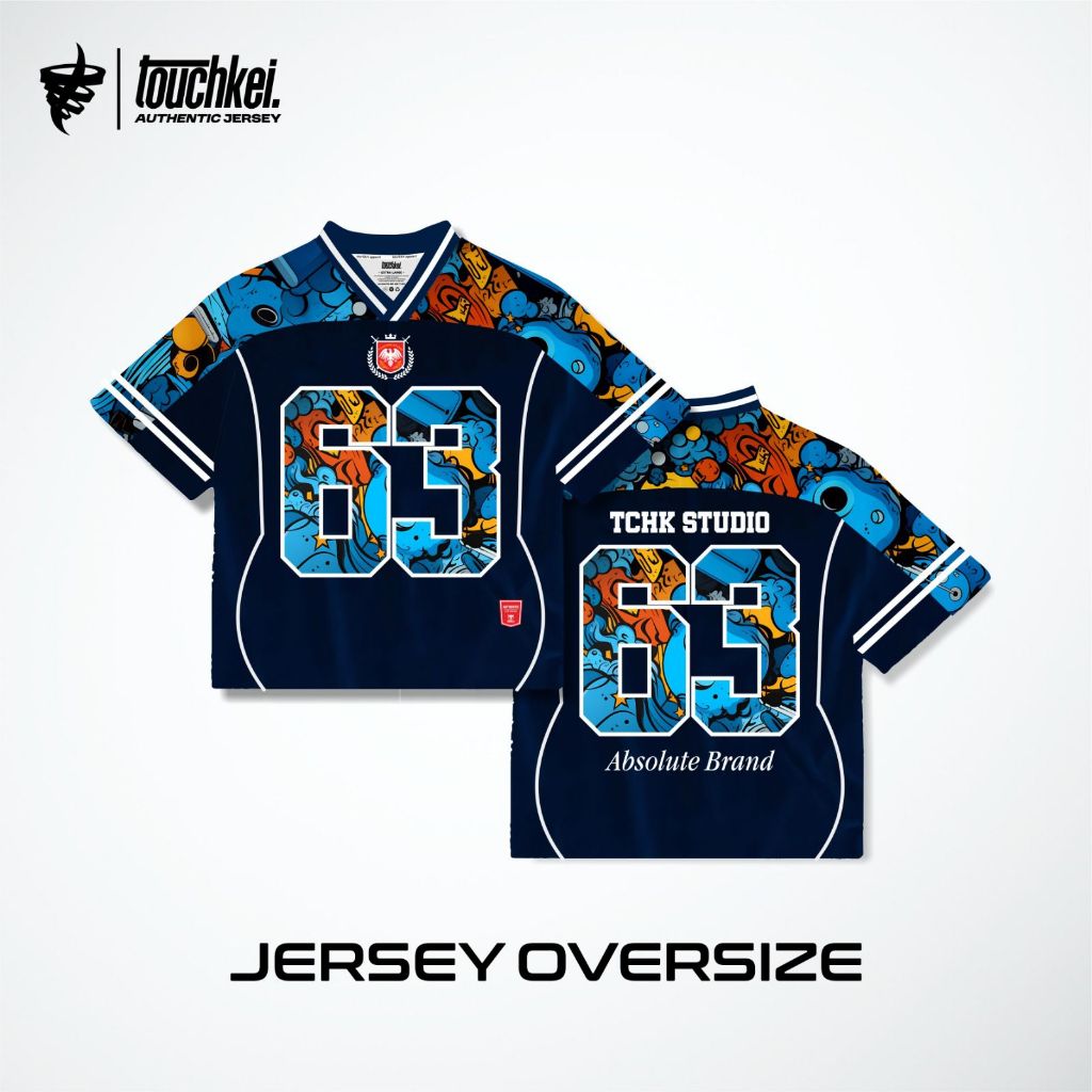 TOUCHKEI Jersey Oversize Nomor 63 / Jersey Unisex Pria Wanita / Jersey Streetwear / Vintage Baseball