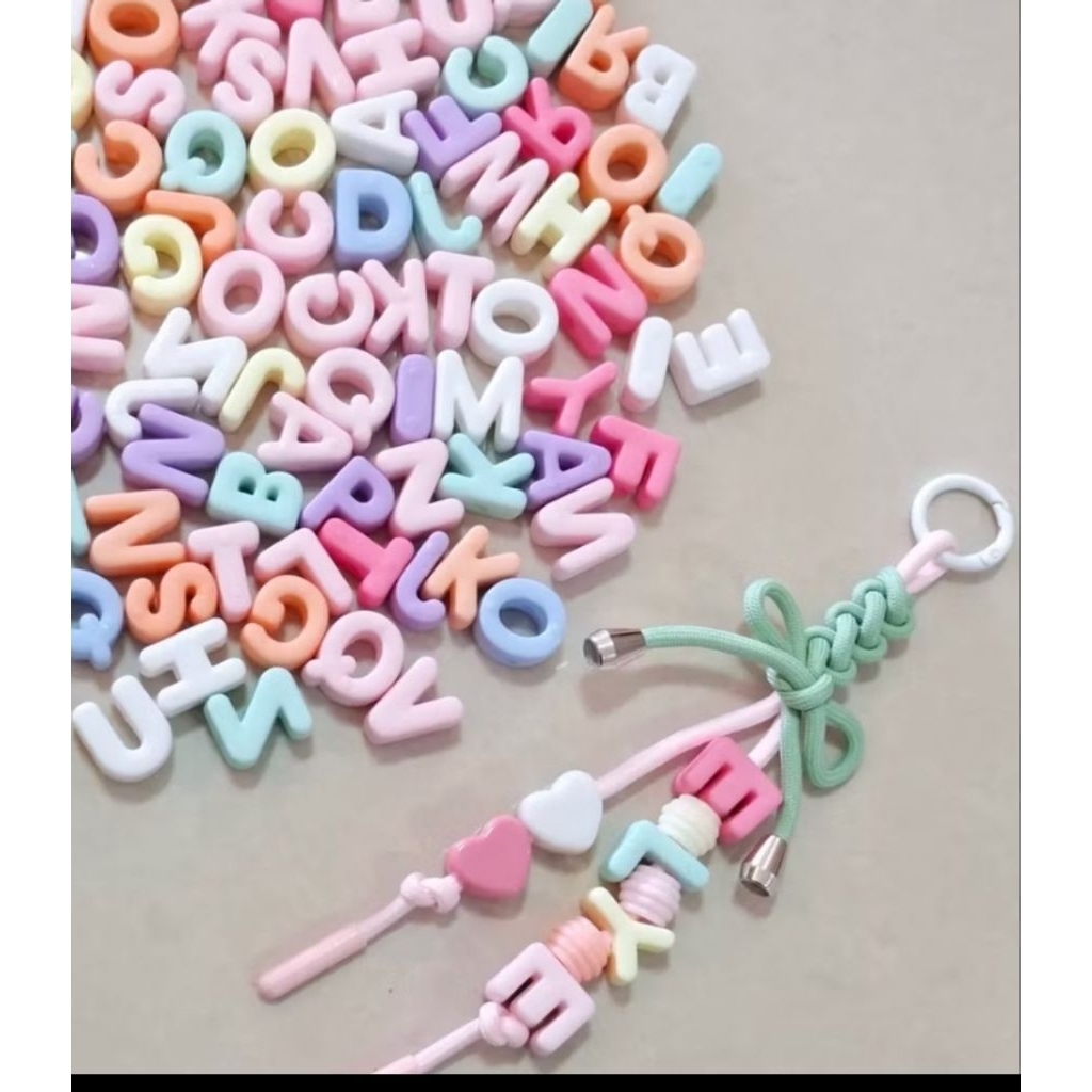 10pcs manik HURUF MAKARON LUBANG besar 3mm mix
