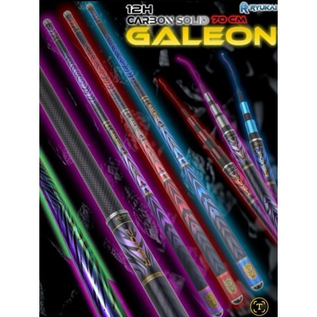 Ryukai Galeon Tegek 12H Solid Carbon - Joran Tegek Galatama 12H Ringan dan Kuat Bonus Karet Bakar