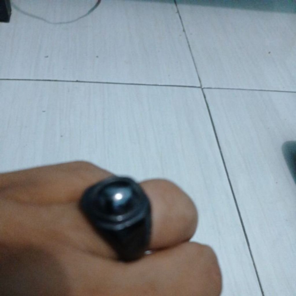 Batu akik hajar jhnm original ring titanium hitam no 9